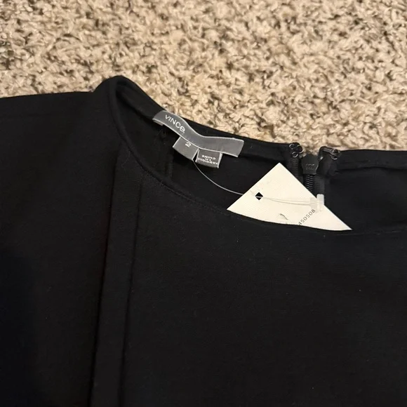 VINCE Black Mini Sheath Dress Cap Sleeve Classy Little Black Dress Womens 2 - Picture 10 of 11